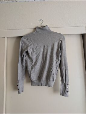 Fashion Nova Light Gray Turtleneck Sweater with Button Cuffs